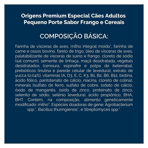 Ração Seca Origens Frango e Cereais Cães Adultos Raças Minis e Pequenas - 10,1 Kg