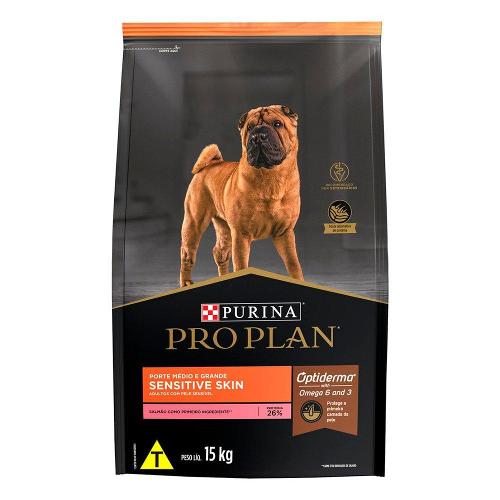 Ração Seca Nestlé Purina Pro Plan Pele Sensível Salmão Cães Adultos Raças Médias e Grandes - 15 Kg