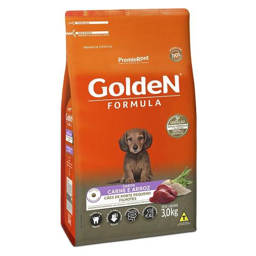 Ração Seca PremieR Pet Golden Formula Carne e Arroz para Cães Filhotes de Raças Pequenas - 3 Kg
