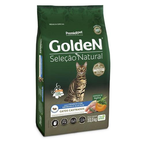 Ração Seca PremieR Pet Golden Seleção Natural Frango, Abóbora e Alecrim para Gatos Castrados