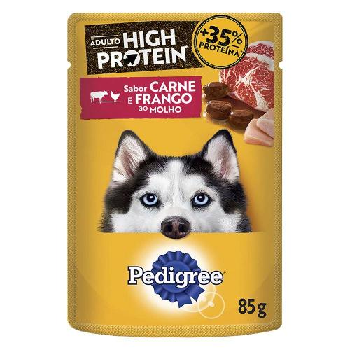 Ração Úmida Pedigree High Protein Sachê Carne e Frango Ao Molho para Cães Adultos - 85 g