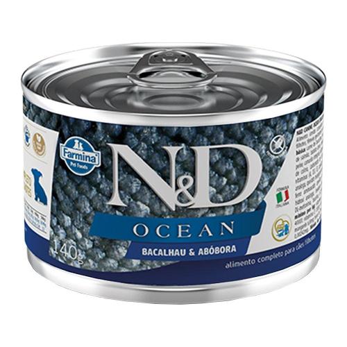 Ração Úmida Lata Farmina N&D Ocean Bacalhau & Abóbora para Cães Filhotes - 140 g