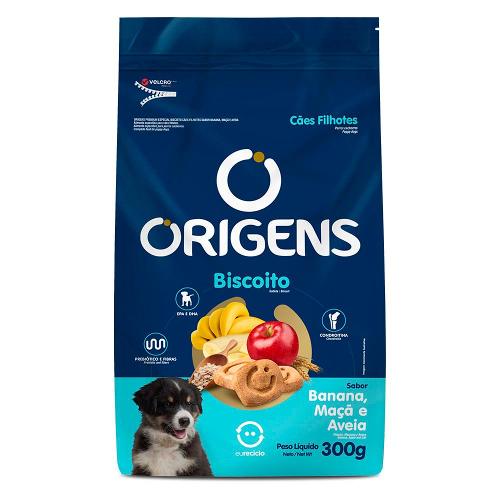 Biscoito Origens para Cães Filhotes Sabor Aveia e Banana - 300g