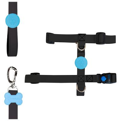 Conjunto Peitoral e Guia Neon Azul para Cães - Tam. M