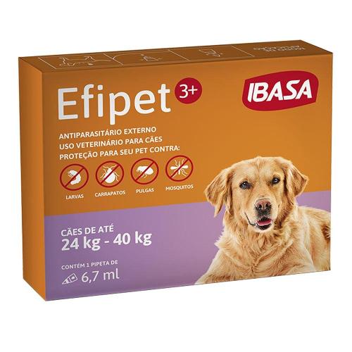 Antiparasitário Externo Ibasa Efipet para Cães de 24 Kg á 40 Kg - 1 Pipeta