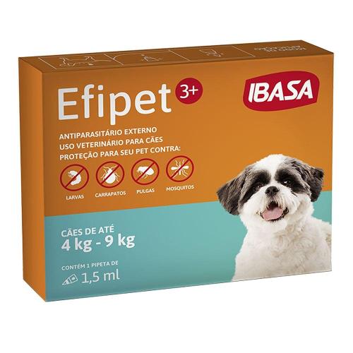 Antiparasitário Externo Ibasa Efipet para Cães de 4 Kg á 9 Kg - 1 Pipeta