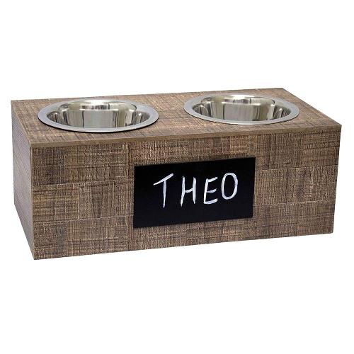 Comedouro Wood Duplo para Cães e Gatos - Tam. M