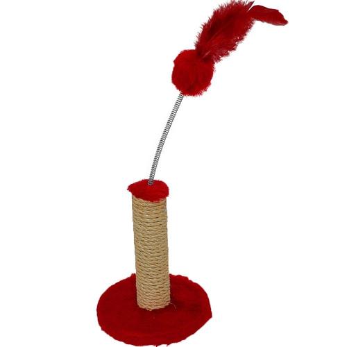 Brinquedo Arranhador São Pet Redondo em Pelúcia Vermelho - Tam. P