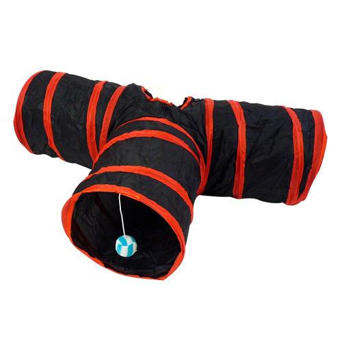 Brinquedo Túnel de Nylon em "T" Vermelho para Gatos - Tam. Único