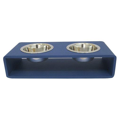 Comedouro Hello Pet Modern Duplo Azul Marinho - Tam. M