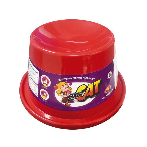 Comedouro Plástico Super Cat Vermelho - 200 mL