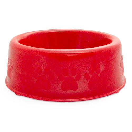 Comedouro Plástico Patinhas Vermelho Raças Pequenas - 600 mL