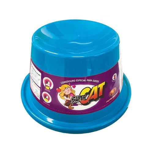Comedouro Plástico Super Cat Azul - 200 mL