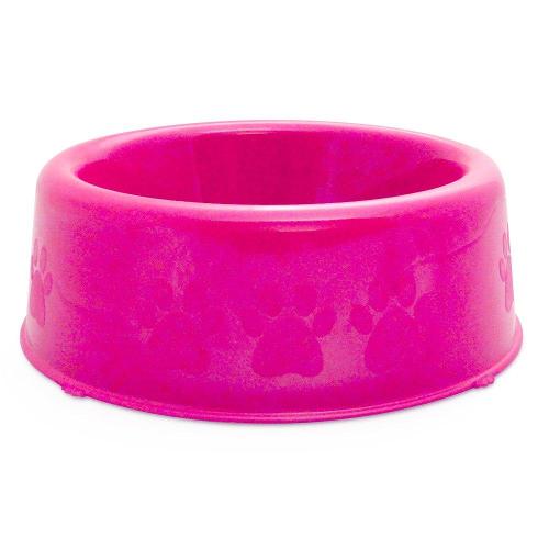 Comedouro Plástico Patinhas Filhotes Rosa - 300 mL