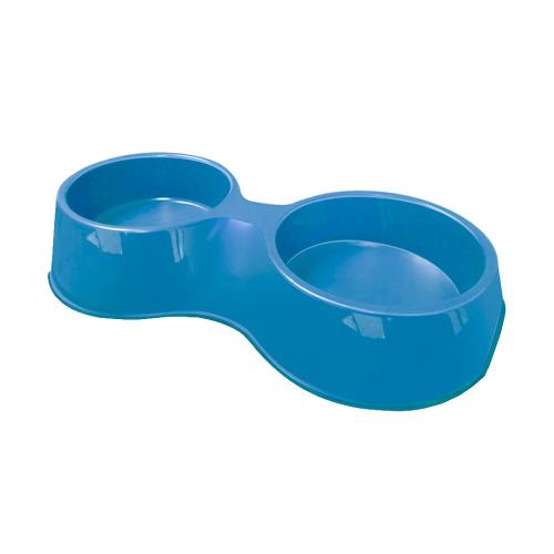 Comedouro Plástico Pop Duplo Azul - 1100 mL