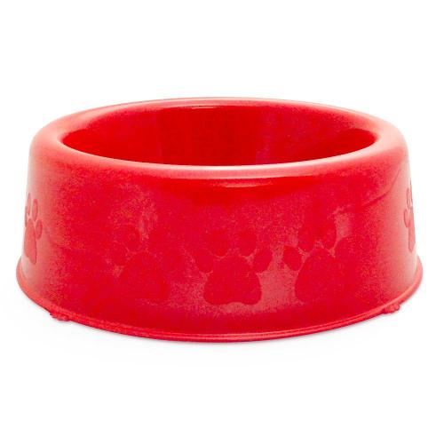 Comedouro Plástico Patinhas Filhotes Vermelho - 300 mL