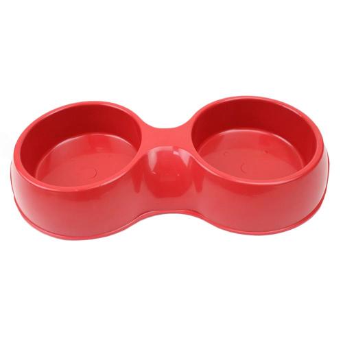 Comedouro Plástico Pop Duplo Vermelho - 1100 mL