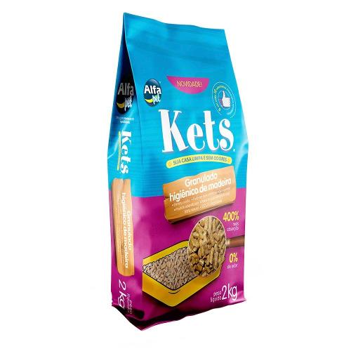 Granulado Higiênico Alfapet Kets Madeira para Gatos - 2 Kg
