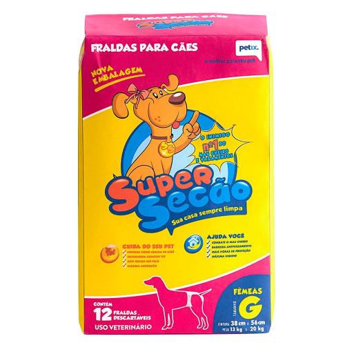 Fraldas Descartáveis Super Secão para Cães Fêmeas - Tam. G