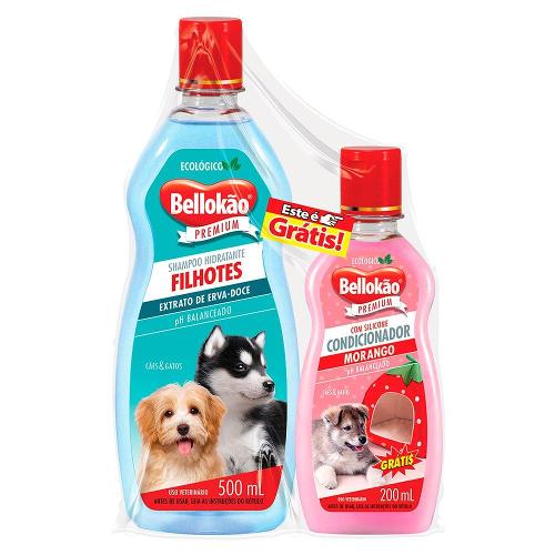 Kit Bellokão Shampoo Filhotes + Condicionador Morango - Kit