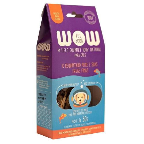 Petisco WOW Pet Food Natural para Cães Sabor Peixe e Ervas Finas - 30g