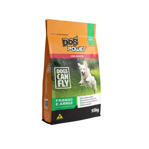 Ração Seca Dog Power Dogs Can Fly Frango e Arroz para Cães Adultos - 15 Kg