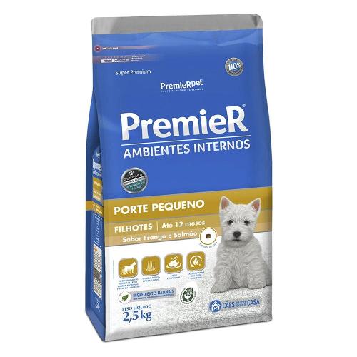 Ração Premier Pet Ambientes Internos Cães Filhotes Frango e Salmão - 2,5 Kg