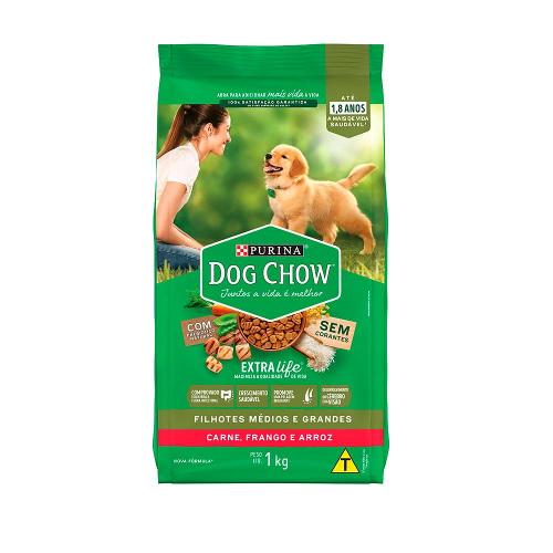 Ração Seca Nestlé Purina Dog Chow Extra Life Carne, Frango e Arroz Cães Filhotes Todas as Raças