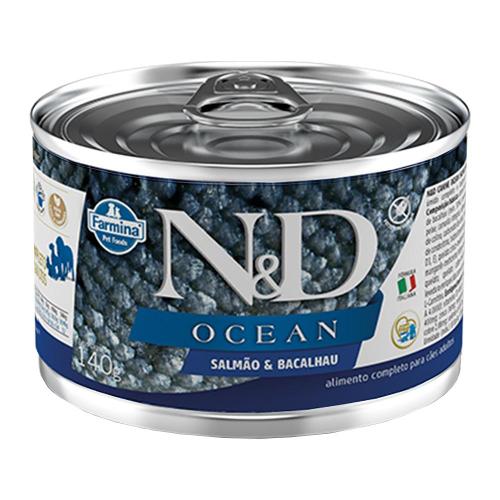 Ração Úmida Lata Farmina N&D Ocean Salmão & Bacalhau para Cães Adultos - 140 g
