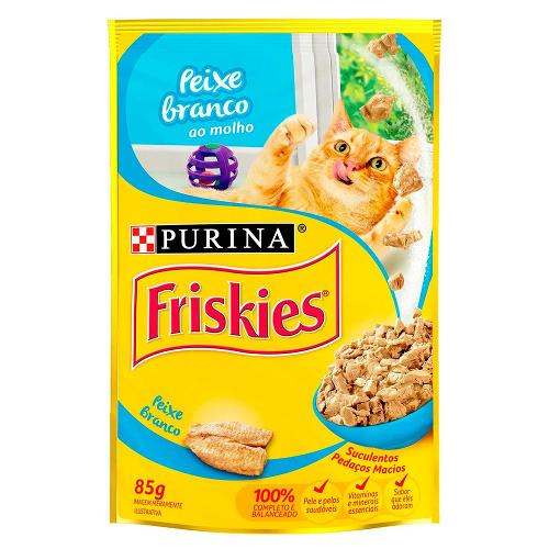 Ração Úmida Nestlé Purina Friskies Peixe Branco ao Molho para Gatos Adultos - 85 g