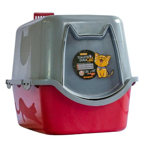 Banheiro Sanitário Durapets Toalete Vermelho para Gatos - Tam. Único