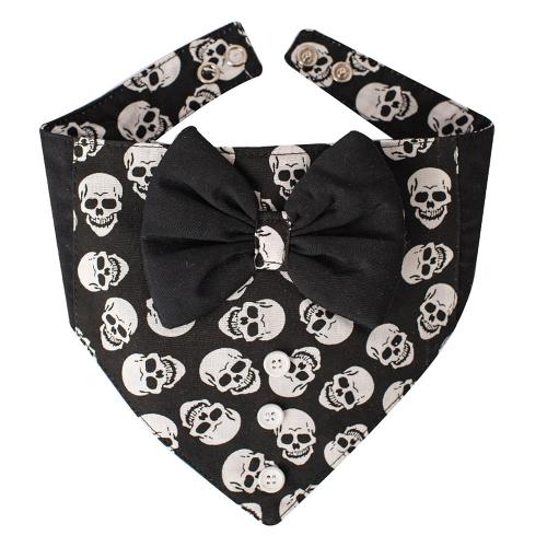 Bandana Gravata Borboleta Caveira para Cães - Tam. Único
