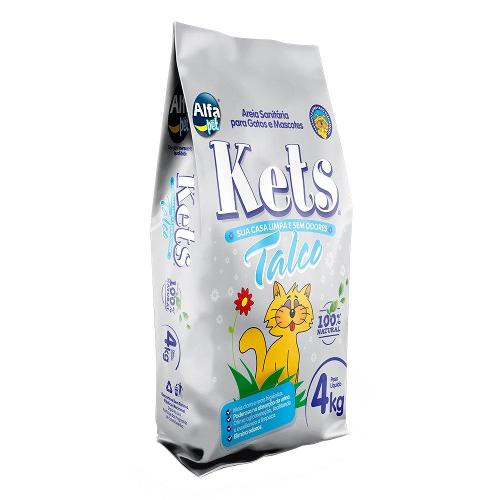 Areia Sanitária Alfapet Kets Talco para Gatos - 4 Kg