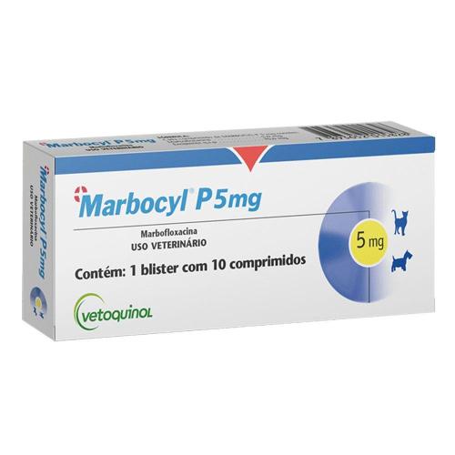 Antibiótico Vetoquinol Marbocyl P 5 mg para Cães e Gatos de 2 a 9 Kg - 10 Comprimidos