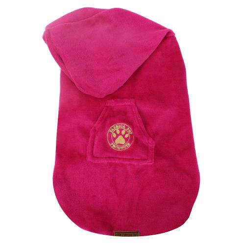 Blusa com Capuz Fábrica Pet Plush Rosa - Tam. 06
