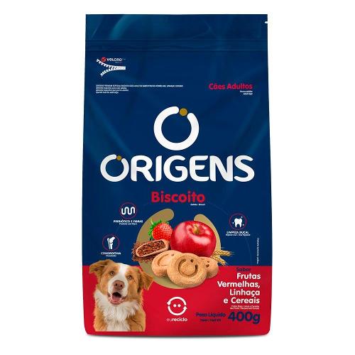 Biscoito Origens para Cães Adultos Porte Grande Sabor Cereais e Frutas Vermelhas - 400g