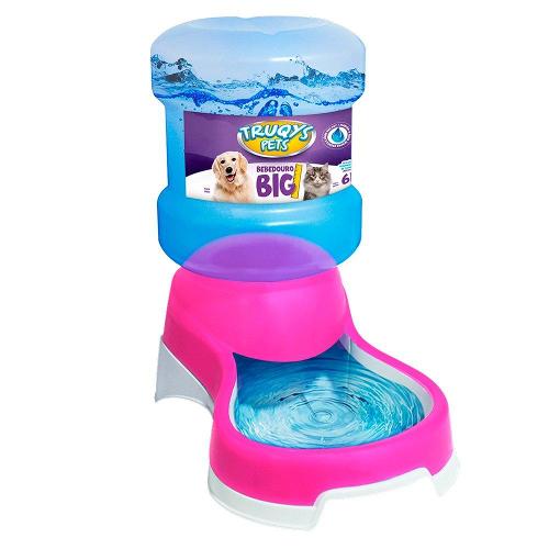 Bebedouro Automático Truqys Pets Rosa com Galão - 6 Litros