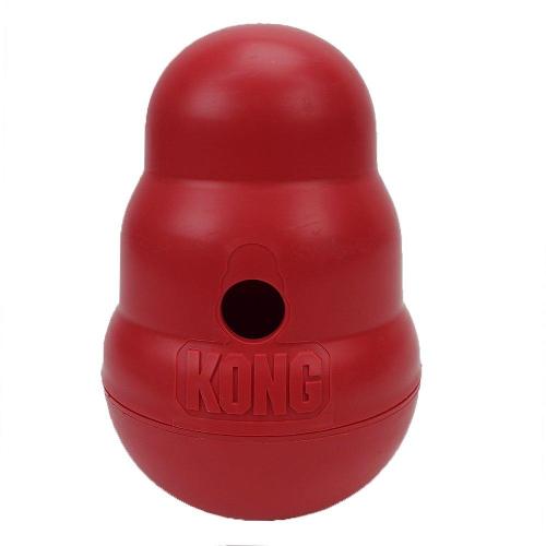 Brinquedo Interativo KONG Wobbler com Dispenser para Ração ou Petisco Vermelho - Tam. P