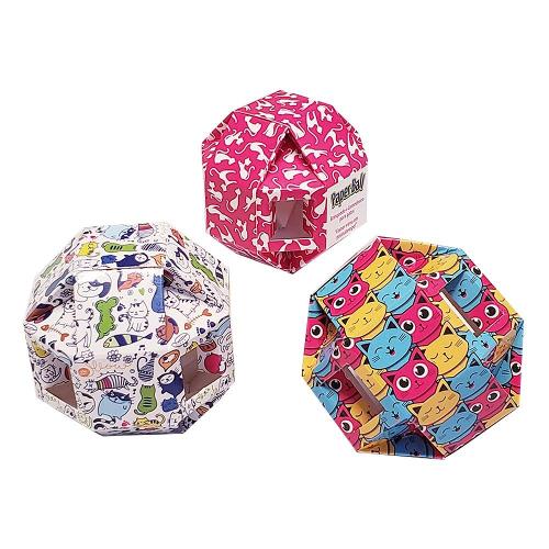 Brinquedo Paper Balls com Dispenser de Ração para Gatos - 3 Unidades