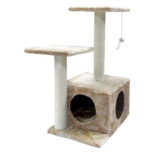 Brinquedo Arranhador The Pets Brasil 02 Bases Suspensas e Caixa - Bege