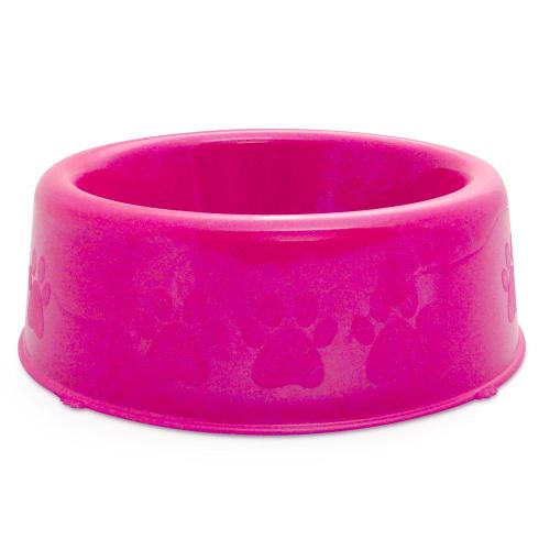 Comedouro Plástico Patinhas Rosa - Tam. P