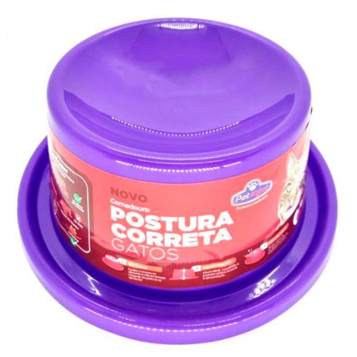 Comedouro Postura Correta Lilás para Gatos - Tam. P