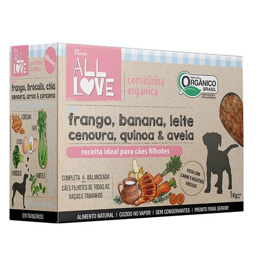 Comidinha Orgânica All Love Frango, Banana, Leite, Cenoura, Quinoa & Aveia para Cães Filhotes - 1 Kg