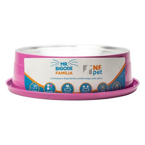 Comedouro Ergonômico NF Pet Mr. Bigode Antiformigas Rosa para Gatos - 1,8 L