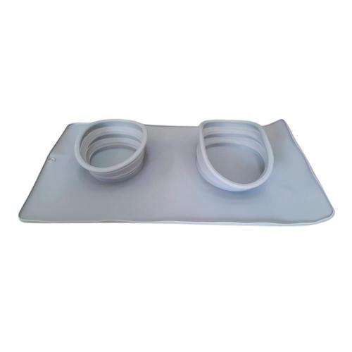 Comedouro e Bebedouro Silicone Redondo Cinza - Tam. Único