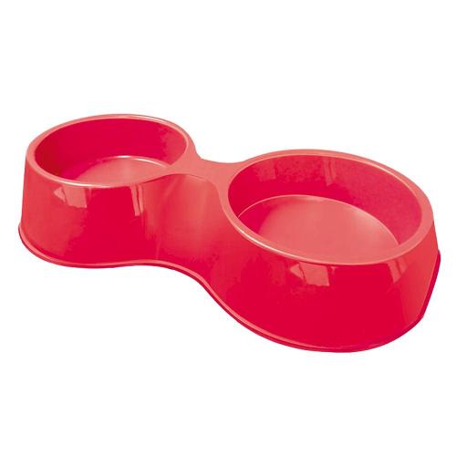 Comedouro Duplo Furacão Pet Pop Plástico Vermelho - 500 mL