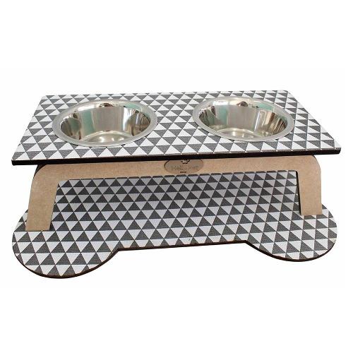 Comedouro Bahamas Geo Cinza para Cães e Gatos - Tam. G