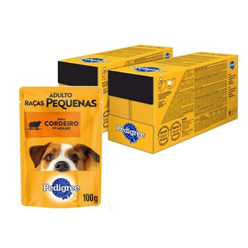 Kit Ração Úmida Pedigree Sachê Cordeiro ao Molho para Cães Adultos de Raças Pequenas - 36 Unidades