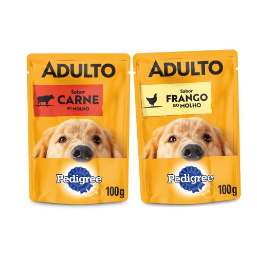 Kit Pedigree Sachê Cães Adultos Carne + Frango - 36 Unidades