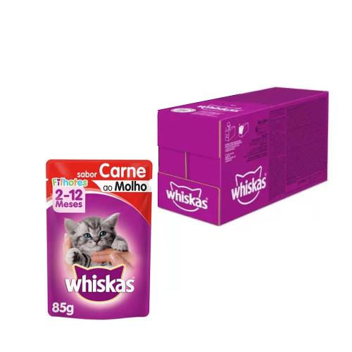 Kit Ração Úmida Whiskas Sachê Carne ao Molho para Gatos Filhotes - 20 Unidades